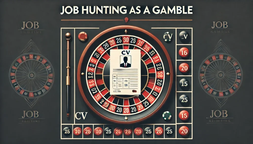 DALL·E 2025-03-09 17.31.25 - A minimalistic and professional banner illustrating the theme of job hunting as a gamble. The design should feature a clean and modern composition wit