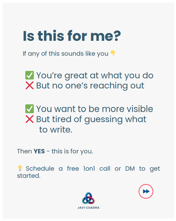 Promotional graphic for Be Visible & Get Hired workshop highlighting signs such as being great at your work but lacking outreach, wanting to be more visible, and feeling unsure what to write.